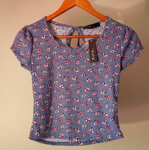 Floral Periwinkle Top